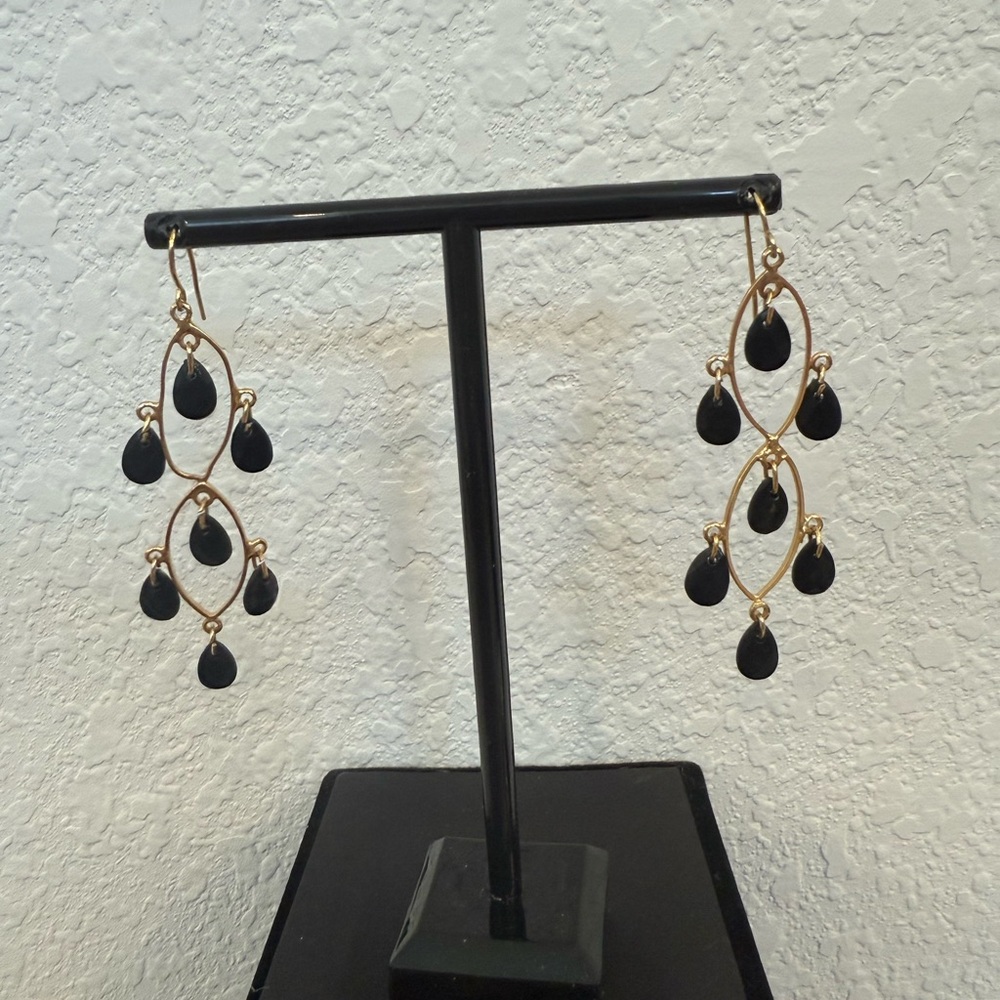 Elegant Black and Gold Dangle Earrings